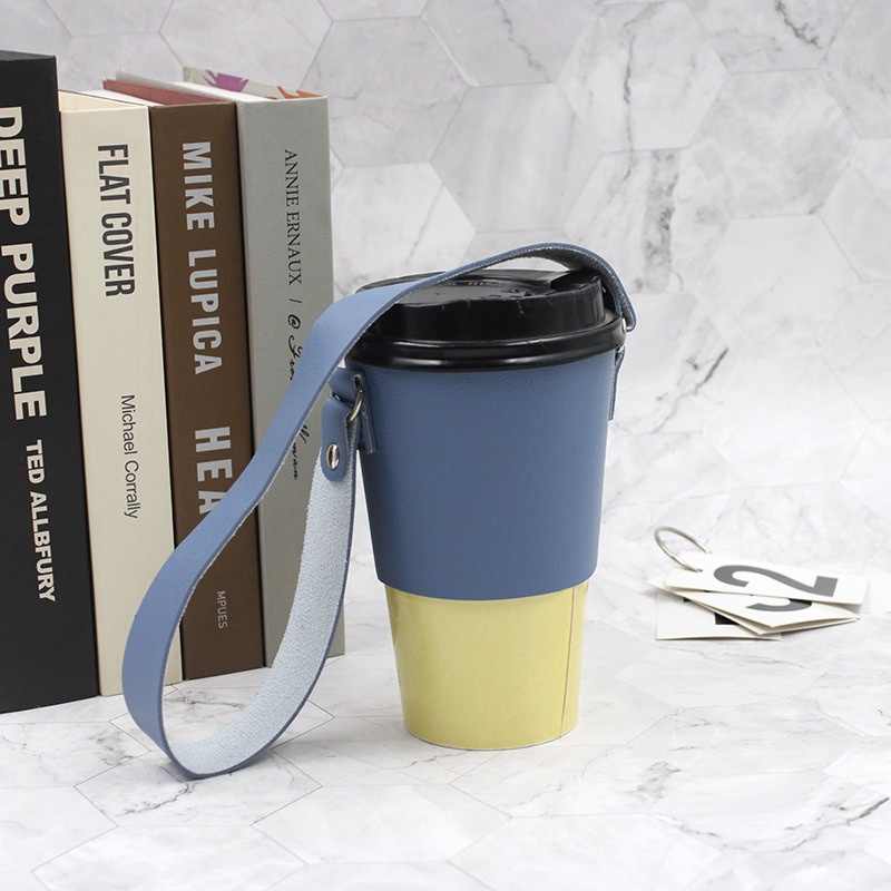 [KSelect]杯套 飲料提袋 飲料袋 飲料杯套 杯袋 飲料提袋 提袋 環保提袋 環保杯套 皮革質感 素色 細 手搖飲-細節圖6