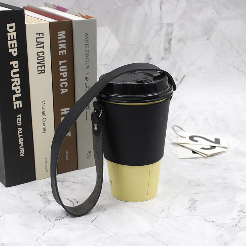 [KSelect]杯套 飲料提袋 飲料袋 飲料杯套 杯袋 飲料提袋 提袋 環保提袋 環保杯套 皮革質感 素色 細 手搖飲-細節圖8