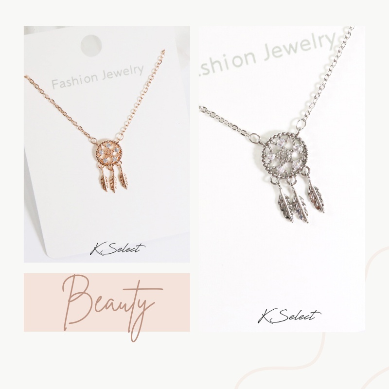 項鍊 女 鎖骨鍊 短鍊 醫療鋼項鍊 玫瑰金 捕夢網 人魚 微鑽 聖誕節交換禮物 KSelect 韓國飾品-細節圖2