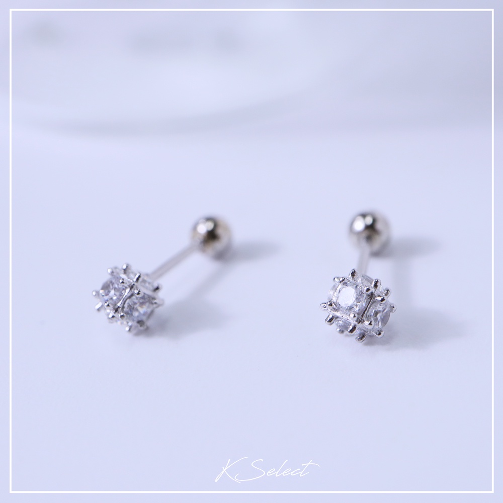 轉珠耳環 純銀耳還 鎖珠耳環 女925銀 耳飾 水晶 韓國飾品 戴著睡覺 星星 生日 聖誕交換禮物 推薦 KSELECT-細節圖3