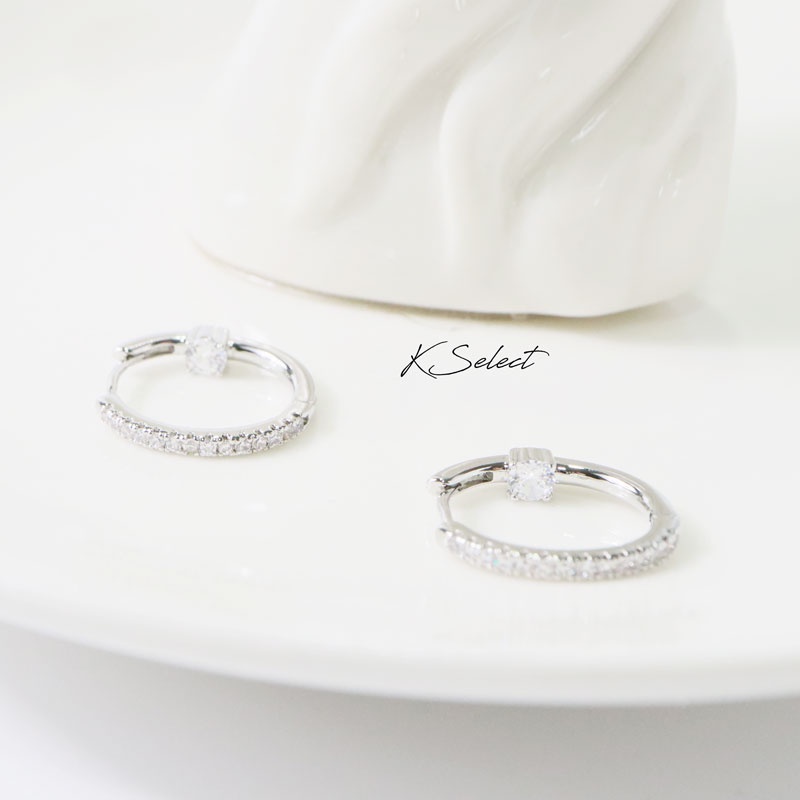 KSelect 韓國飾品 微鑽 耳扣式耳環 百搭 易扣 316 醫療鋼 歐美 男女 通用 禮物 推薦-細節圖2