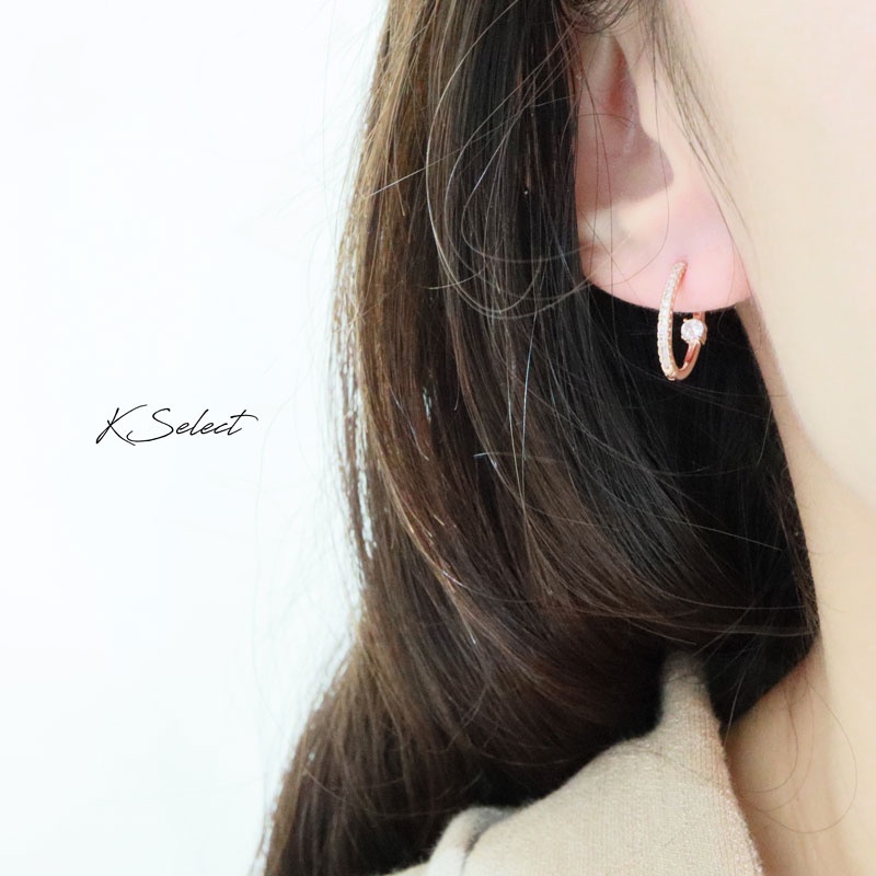 KSelect 韓國飾品 微鑽 耳扣式耳環 百搭 易扣 316 醫療鋼 歐美 男女 通用 禮物 推薦-細節圖4