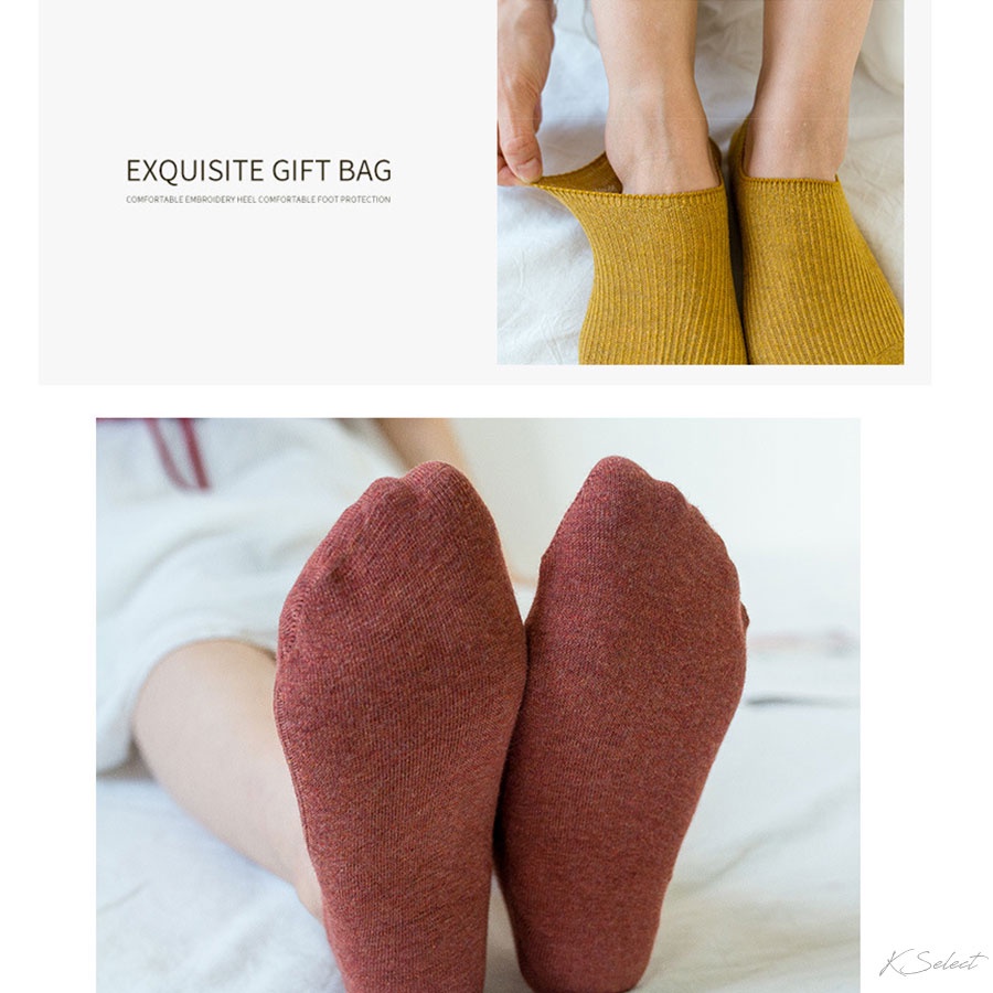 [台灣現貨]襪子 女 船型襪 裸襪 隱形襪 素色 防脫落 聖誕 交換禮物 KSelect-細節圖7