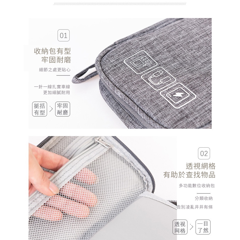 KSelect 多功能 數位線材隨身收納包 3C線材 充電線 行動電源 豆腐頭 旅行袋 收納袋 旅行包 收納包 耳機-細節圖5