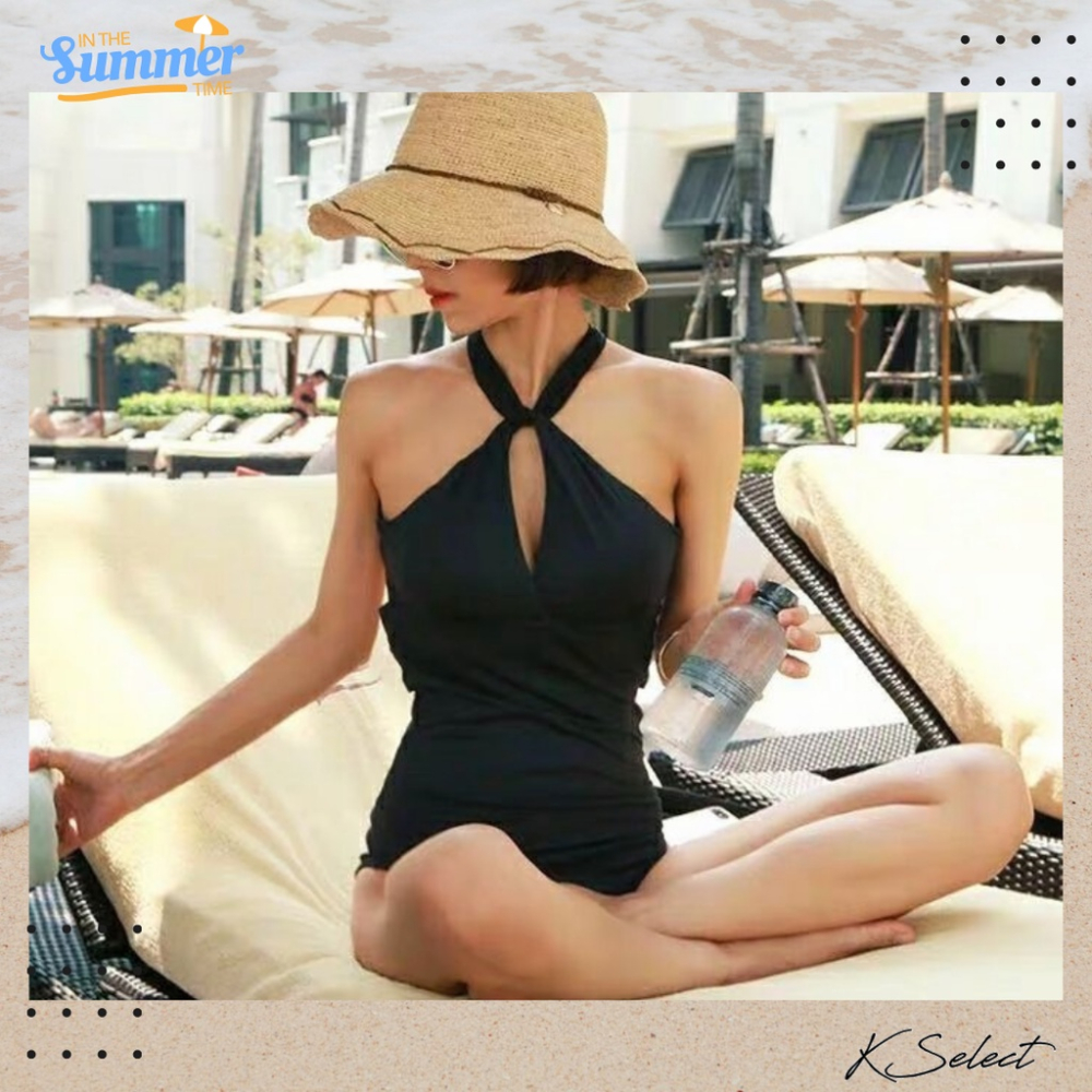 [KSelect現貨] 泳衣 泳裝 連身泳衣 一件式泳衣 單色 黑綠黃 溫泉 游泳 海邊 游泳 衝浪 安全  女-細節圖5