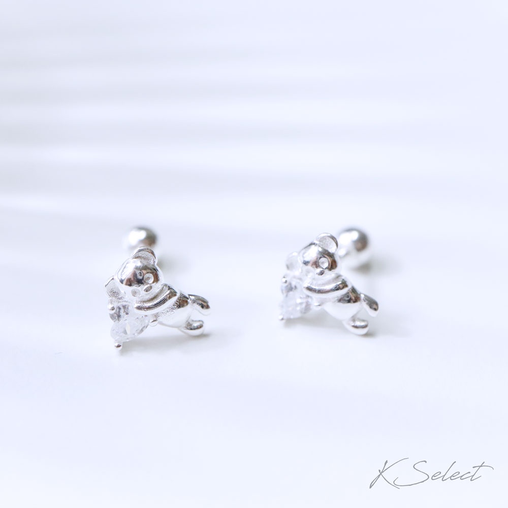 轉珠耳環 純銀耳還 鎖珠耳環 女925銀 耳飾 水晶 韓國飾品 戴著睡覺 星星 生日 聖誕交換禮物 推薦 KSELECT-細節圖4