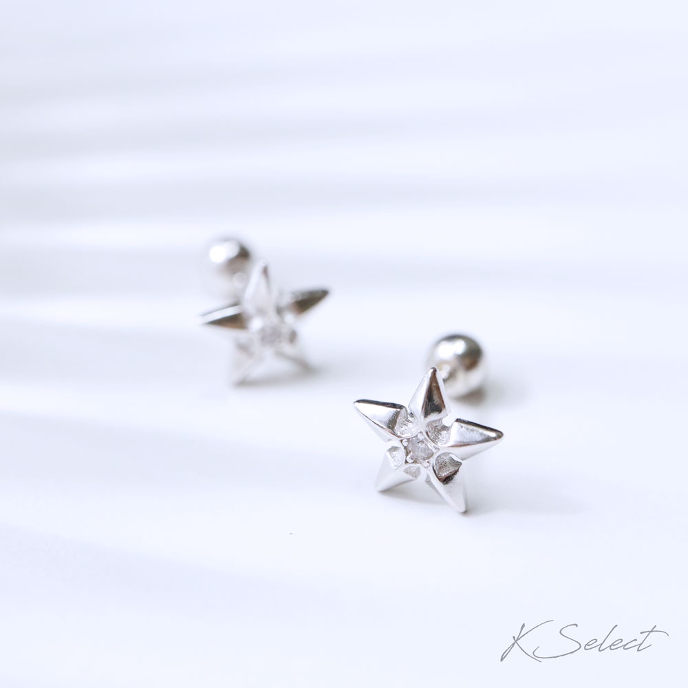 轉珠耳環 純銀耳還 鎖珠耳環 女925銀 耳飾 水晶 韓國飾品 戴著睡覺 星星 生日 聖誕交換禮物 推薦 KSELECT-細節圖7