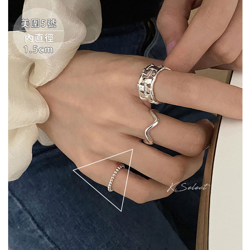 [台灣現貨] 戒指 女 食指戒 開口戒指 戒圍 尾戒 個性 簡約 男 麻花 編織 鋼 情人節 韓 KSelect-細節圖8