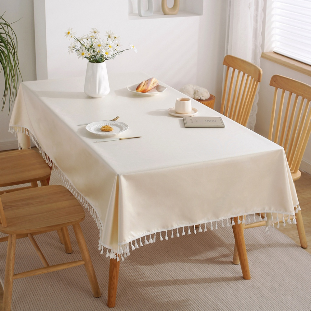 [台灣現貨]桌布 長桌布 餐桌布 桌巾 防油 桌墊 防水 耐髒 防塵 北歐 素色 咖灰綠 90*135cm 餐桌-細節圖8