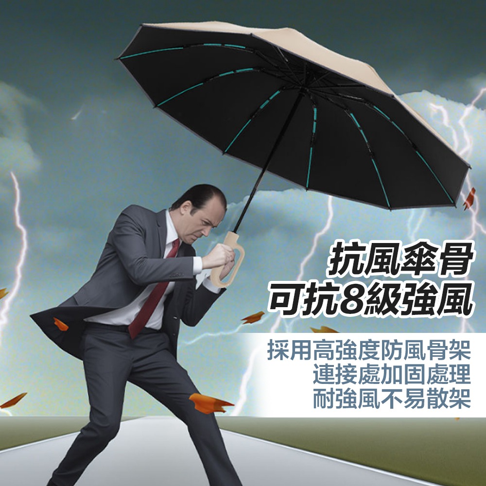 遮陽傘 反向環扣自動傘  勾勾傘 摺疊傘 晴雨傘  雨傘 大雨傘 防風傘 扣環雨傘 太陽傘 黑膠防曬-細節圖8