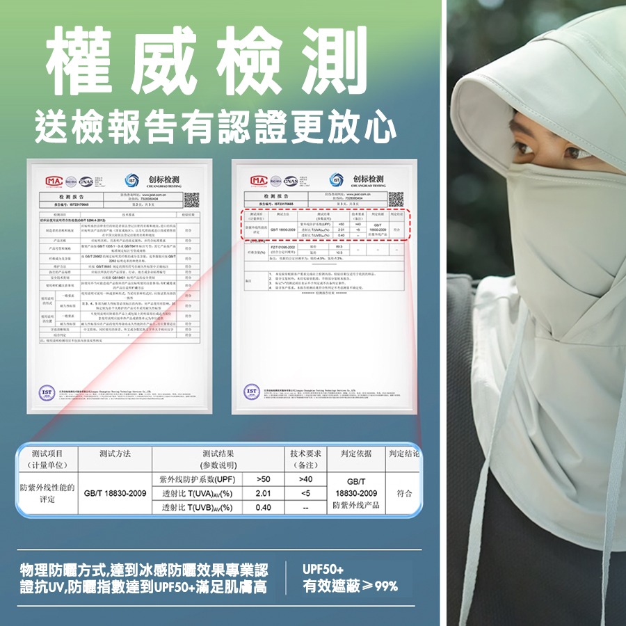 涼感面罩 防曬面罩 防曬頭套 冰絲頭套-細節圖6