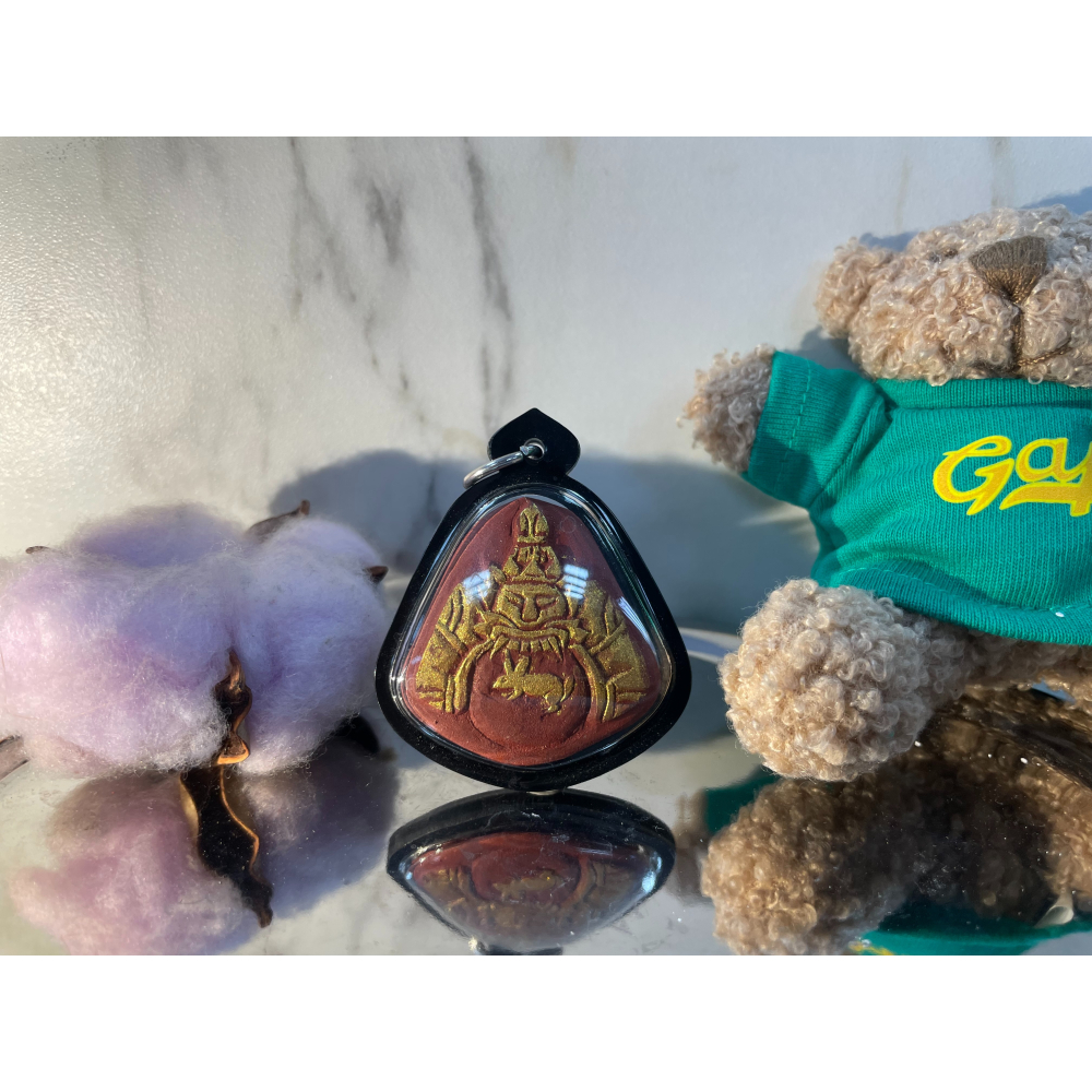 泰國佛牌，古巴沙田（帕阿贊沙田），2564，單眼椰殼紅藥日月拉胡-細節圖2