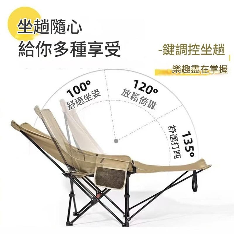 【厚實鋼管｜防潑水布料】戶外折疊高背月亮躺椅｜露營釣魚沙灘必備｜輕量便攜休閒椅-細節圖4