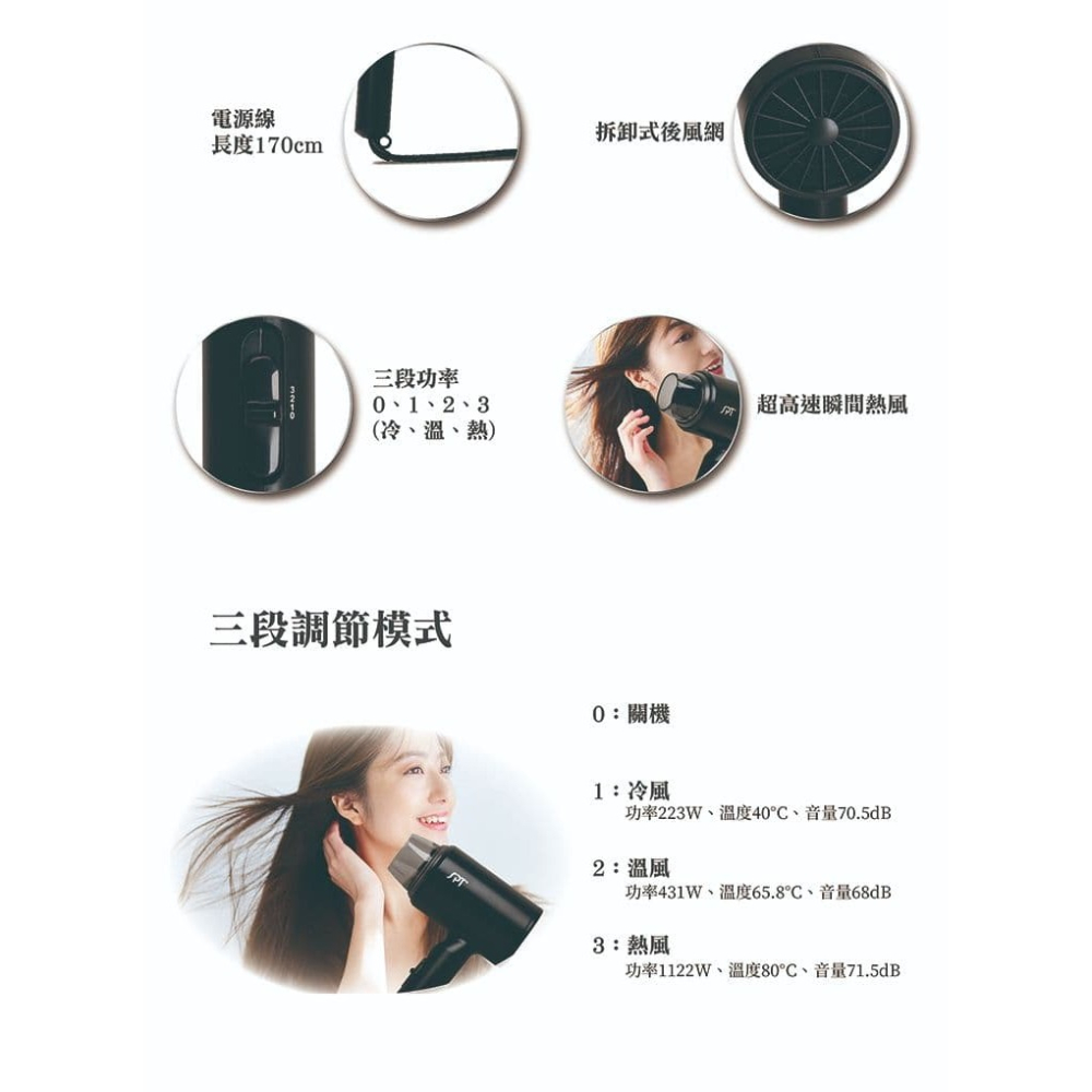 【尚朋堂】超高速瞬熱吹風機SH-1200-細節圖2