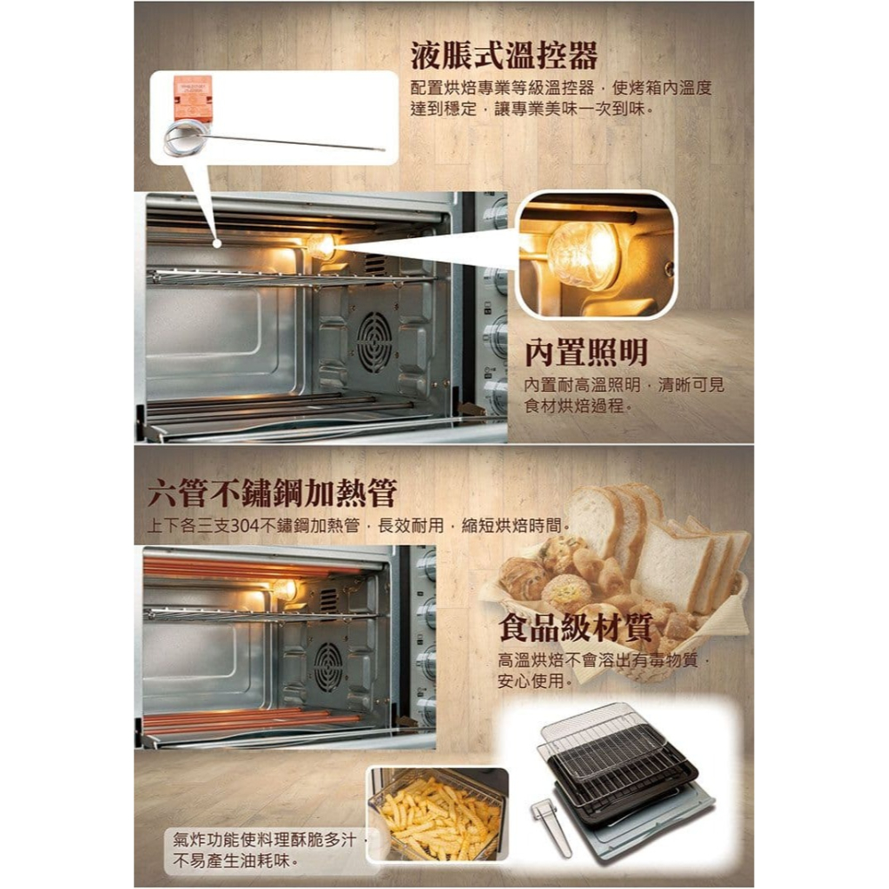 【尚朋堂】32L雙層鏡面旋風氣炸烤箱SO-9632EC-細節圖5