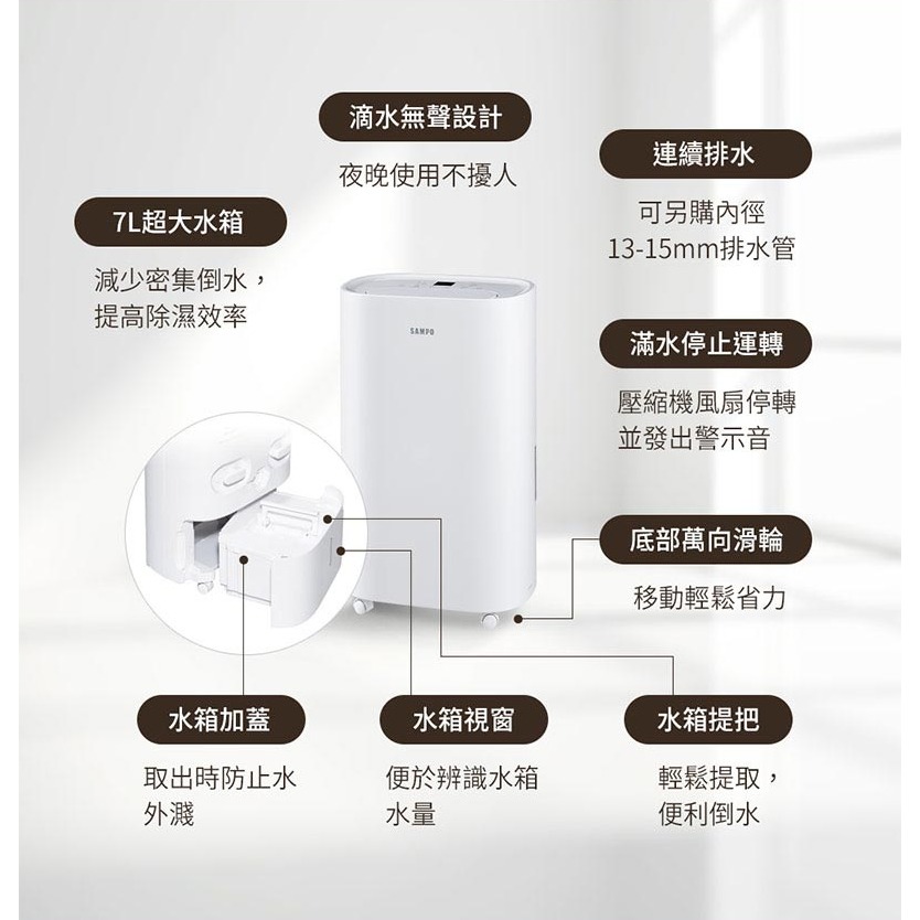 【SAMPO 聲寶】 8L除濕機 AD-S116T-細節圖10