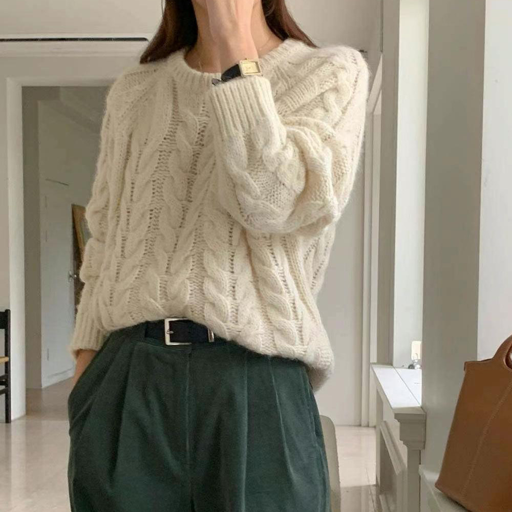 韓國選物｜麻花辮鬆軟毛衣 （4色任選）-細節圖6