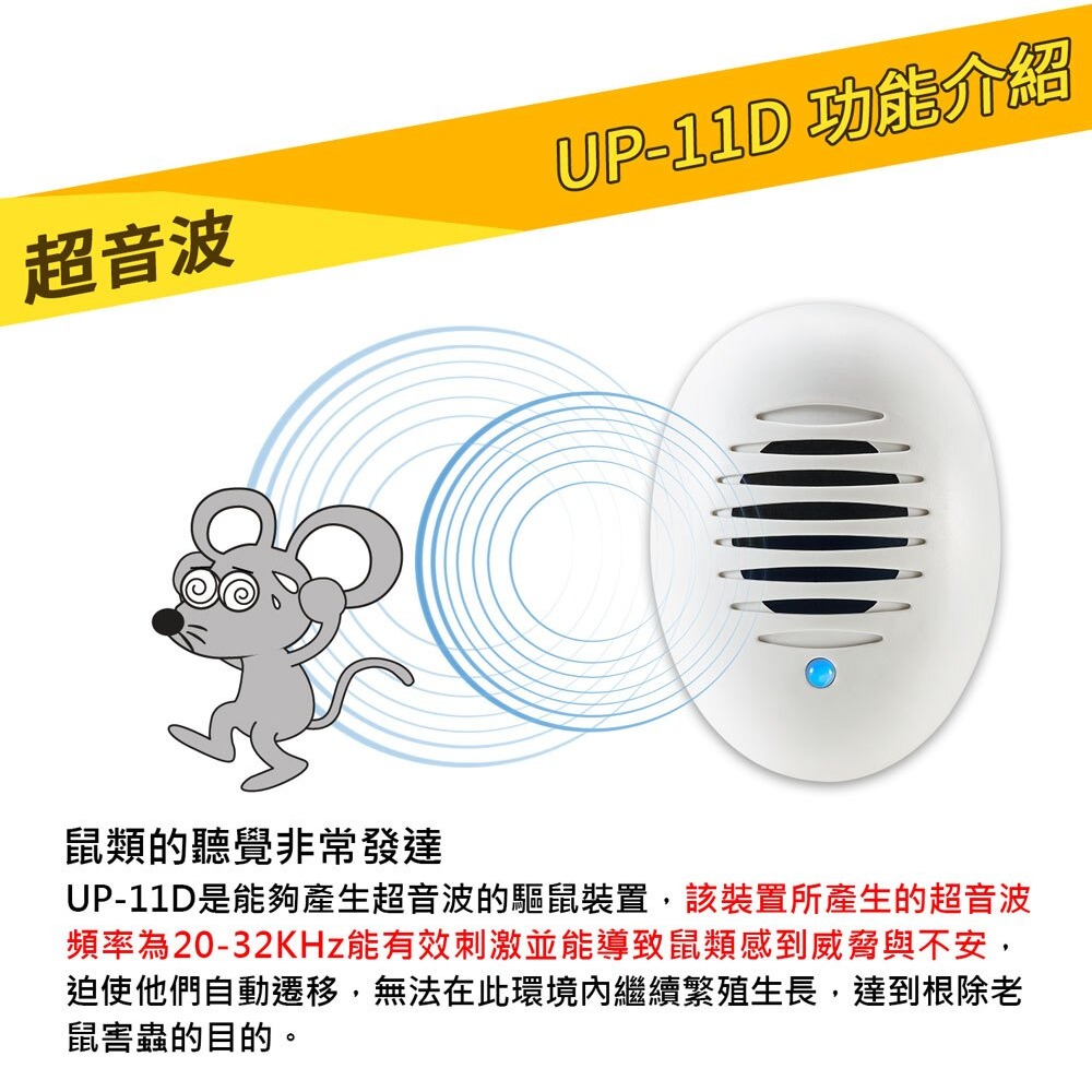 Digimax 驅鼠炸彈超音波驅鼠蟲器 UP-11D 驅鼠器 物理驅鼠 超音波驅鼠器 驅鼠蟲器-細節圖3