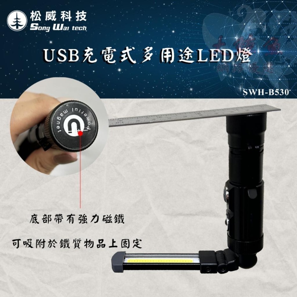 【松威科技】B530 USB插頭充電式多用途LED燈-細節圖4