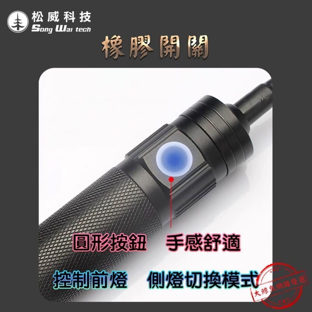 【松威科技】B520 彎管LED照明燈 彎管燈 工作燈 主燈+側燈 充電式(充電線、18650充電電池)-細節圖4