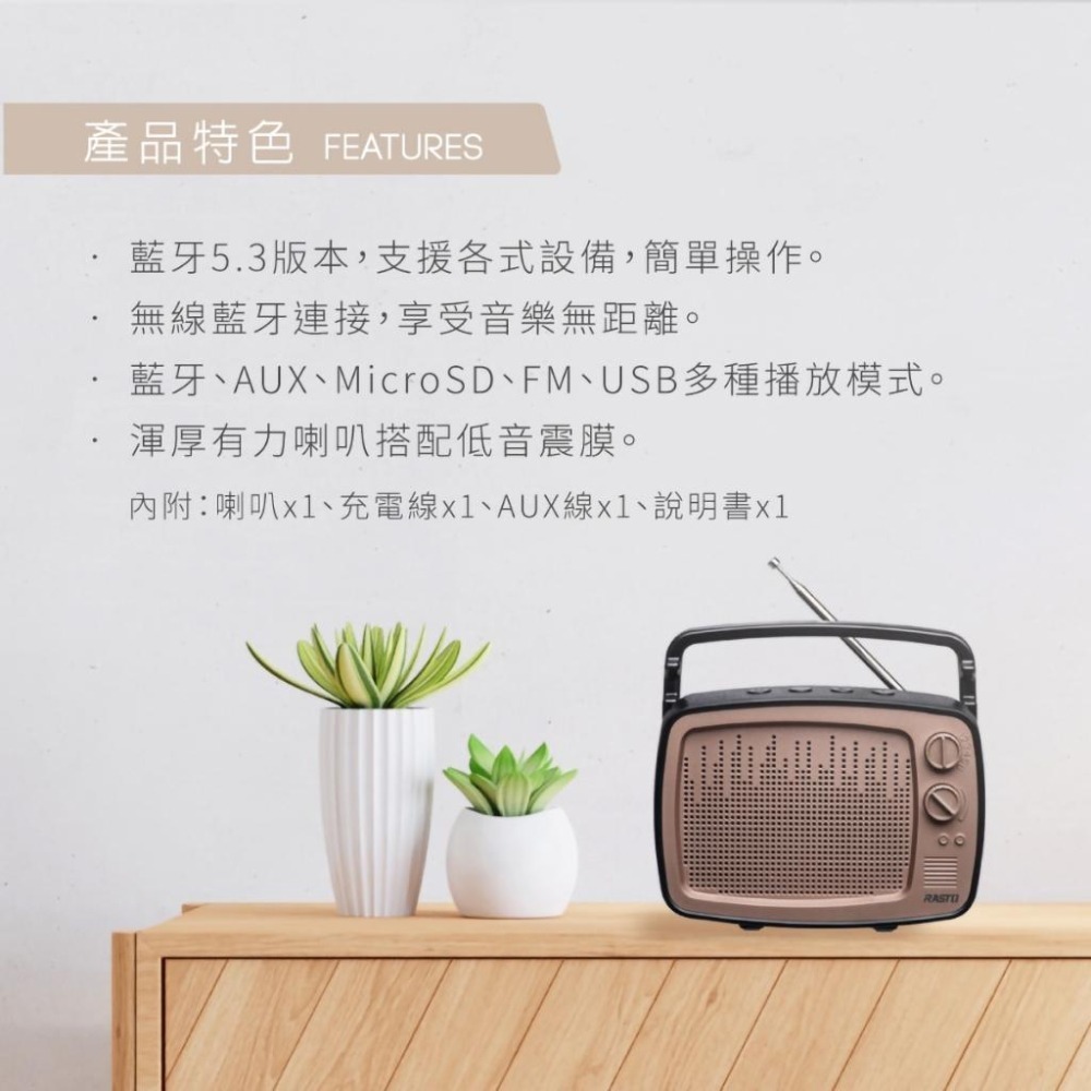 【RASTO中景科技】RD11 經典歲月藍牙喇叭-細節圖3