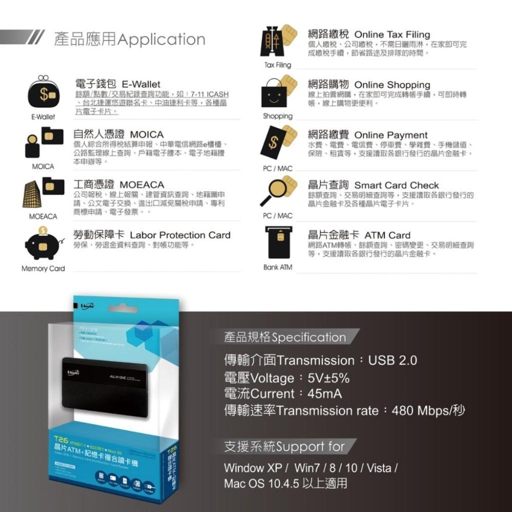 【E-Books中景科技】T26 晶片ATM+記憶卡複合讀卡機-細節圖4