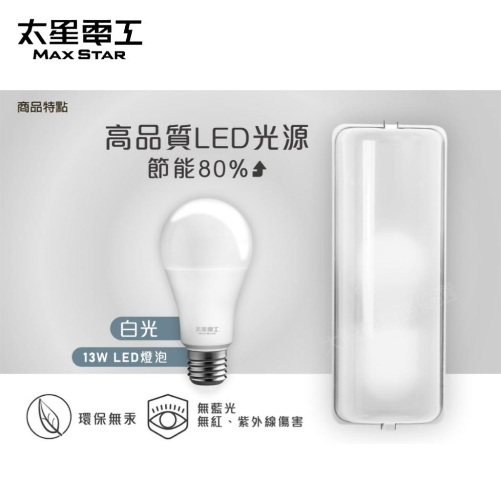 【太星電工】簡約家用壁燈 附E27/13W 白光LED燈泡 台灣製造 通過檢驗-細節圖2