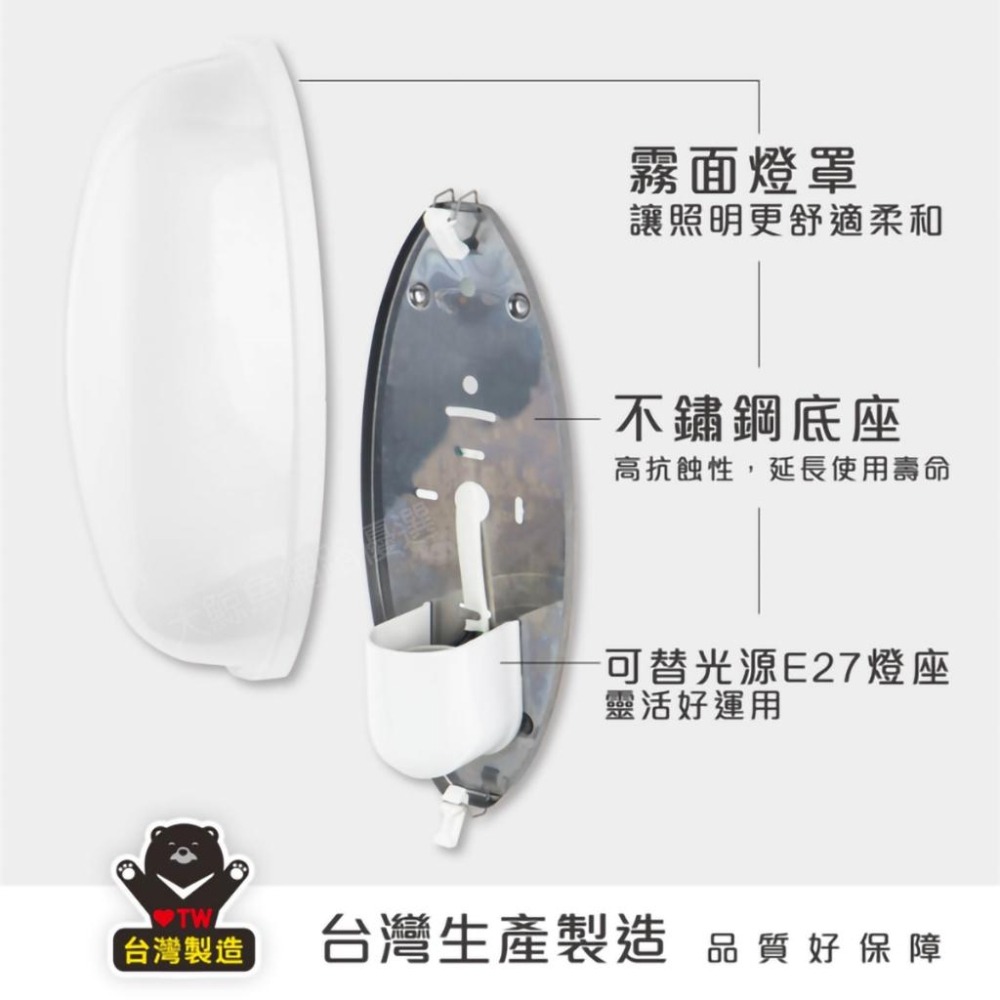 【太星電工】WHA810W 典雅美術壁燈 附E27/10W 白光LED燈泡 台灣製造 通過檢驗-細節圖3