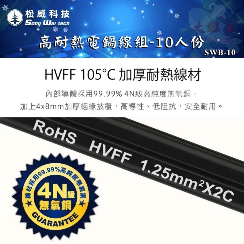 【松威科技】SWB-10、SWB-20 台灣製造高耐熱電鍋線組10人份/20人份電鍋線-細節圖4