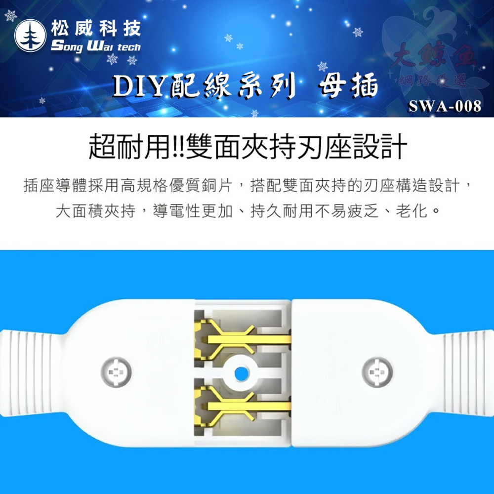 【松威科技】台灣製造 松威科技高耐熱防火DIY插頭SWA-007、母插SWA-008、轉向插頭SWA-009 單入-細節圖5