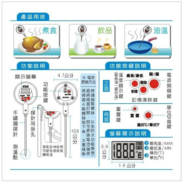 【聖岡科技】GE-363D 黑色 專業級多用途電子溫度計 10.9公分-細節圖3