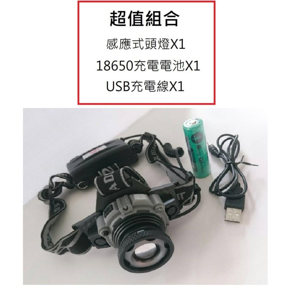 【松威科技】B910 感應式USB充電調光LED頭燈 (贈充電池、充電線)-細節圖2