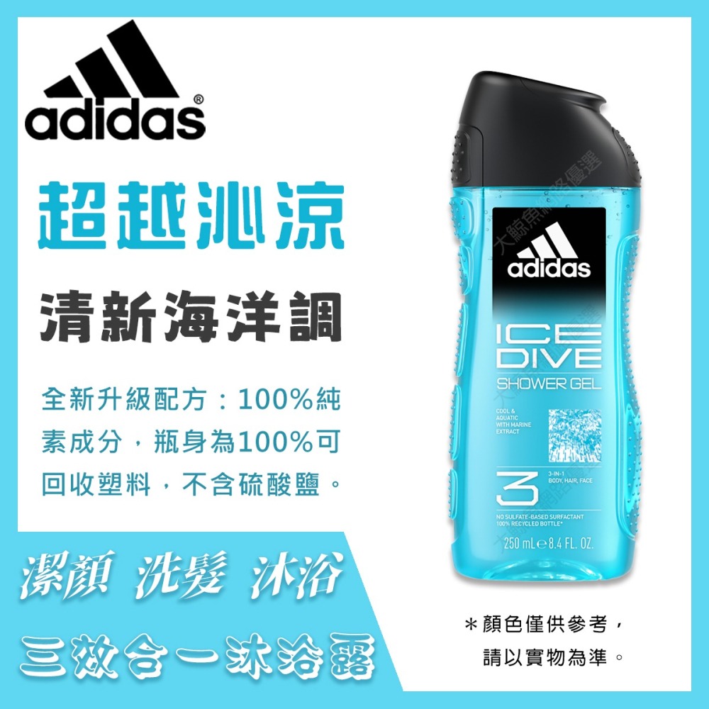 【adidas愛迪達】男性三合一 潔顏洗髮沐浴露 250ml 新包裝-細節圖3