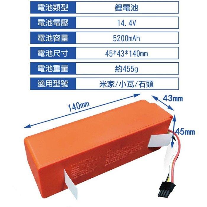 限時優惠 原廠電池 小米掃地機電池 小米掃地機器人 5200mAh 米家機器人 一代 二代/石頭/ 小瓦 S5 S6-細節圖2