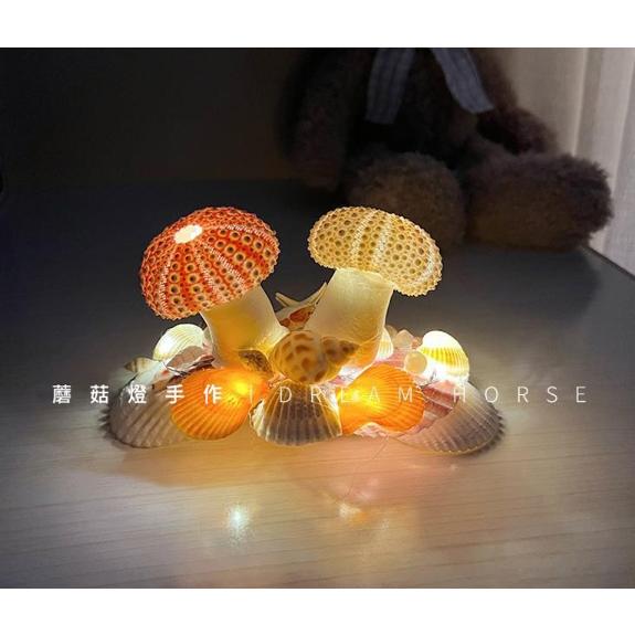 手工DIY 聖誕禮物 DIY海膽蘑菇燈 海膽貝殼小夜燈 氛圍燈(USB插電款) 材料包 交換禮物-細節圖5