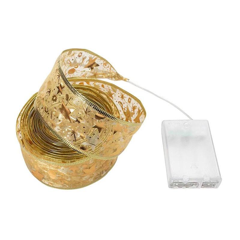 裝飾燈 絲帶燈 聖誕節燈飾(3米/10米) LED緞帶 耶誕節裝飾 DIY蝴蝶結 緞帶燈條 聖誕燈 氛圍燈 (電池款)-細節圖8