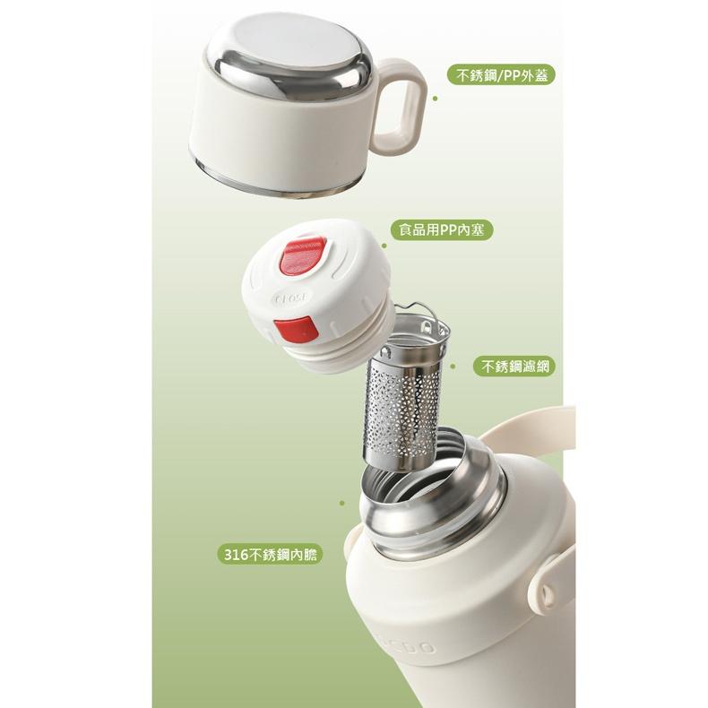 【SUPPOOKY】316手提不銹鋼保溫杯 一鍵開蓋 單手操作 內置濾網 過濾茶渣 提把輕鬆拎提 外出方便 1L大容量-細節圖3