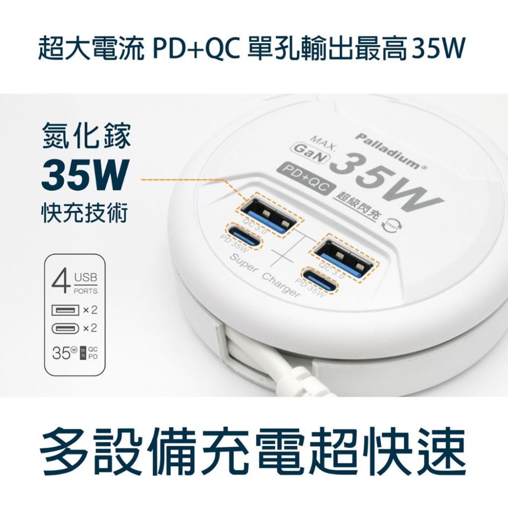 BSMI認證 出差旅行最方便 UB-26 圓盤充電器 35W PD+QC快充圓盤收線設計 AC電源 輕巧 旅遊必備-細節圖3