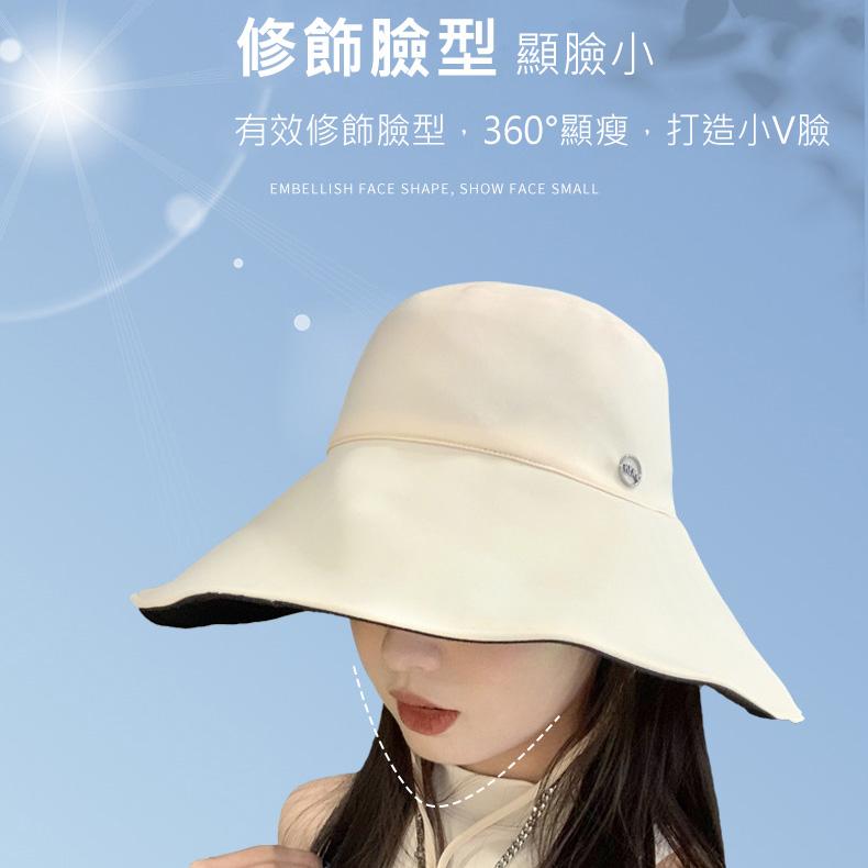海灘遮陽帽 防曬 夏季 可捲可折疊遮陽帽 防曬帽 大帽沿 雙面漁夫帽 遮陽帽 登山 健行 折疊遮陽帽-細節圖3