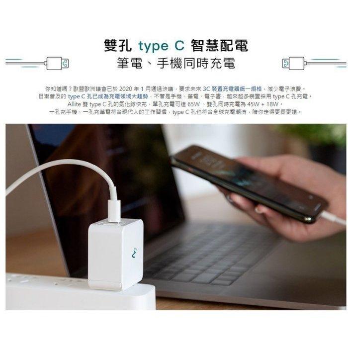 Allite GaN 65W 氮化鎵 雙Type-C 雙口 USB-C 快充充電器 史上最小口袋即攜好物 PD充電器-細節圖4