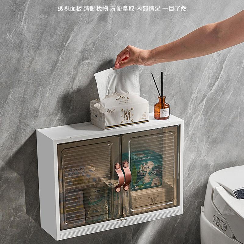 掛牆免打孔 升級加大~組合式壁掛收納櫃 化妝品收納盒 置物架 壁掛式免打孔 防潑水防塵 浴室收納-細節圖8