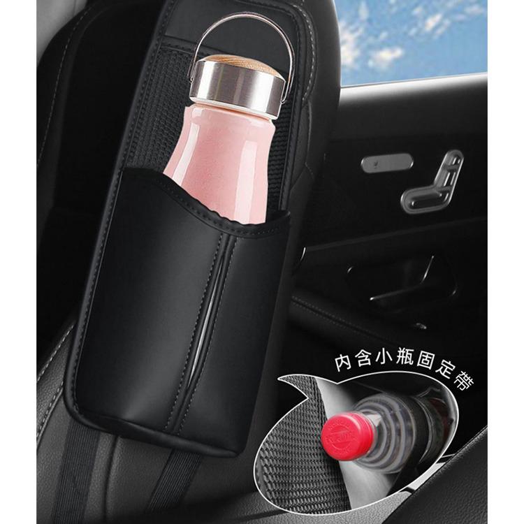快速出貨 汽車椅側收納袋 汽車收納袋 座椅掛袋 皮革多功能側面車載紙巾盒 車內水杯置物袋-細節圖4