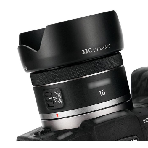 JJC佳能Canon副廠遮光罩適RF 16mm f2.8 STM太陽罩LH-EW65C BLACK相容EW-65C