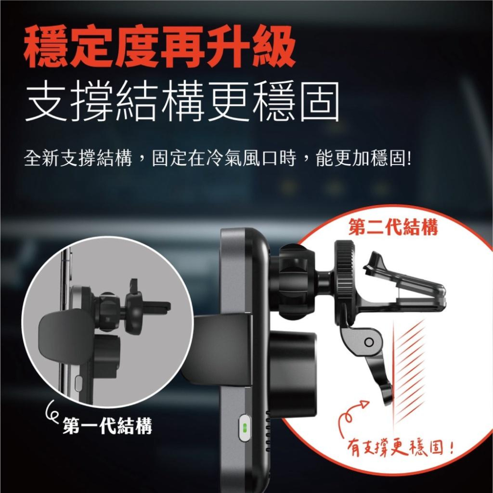 免運(特價)Meet Mind iCar 雙線圈感應15W Qi認證無線充電車架 無線充電 Qi標準 熄火後可操作-細節圖8