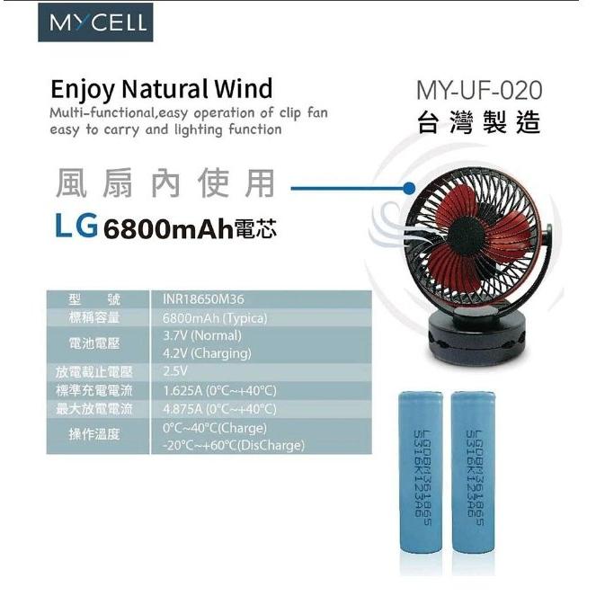 促銷📢原廠MYCELL蓄電力強 桌面夾式風扇 USB充電 風扇 360度旋轉 夾/立式風扇4檔風量 嬰兒車/宿舍/辦公-細節圖3