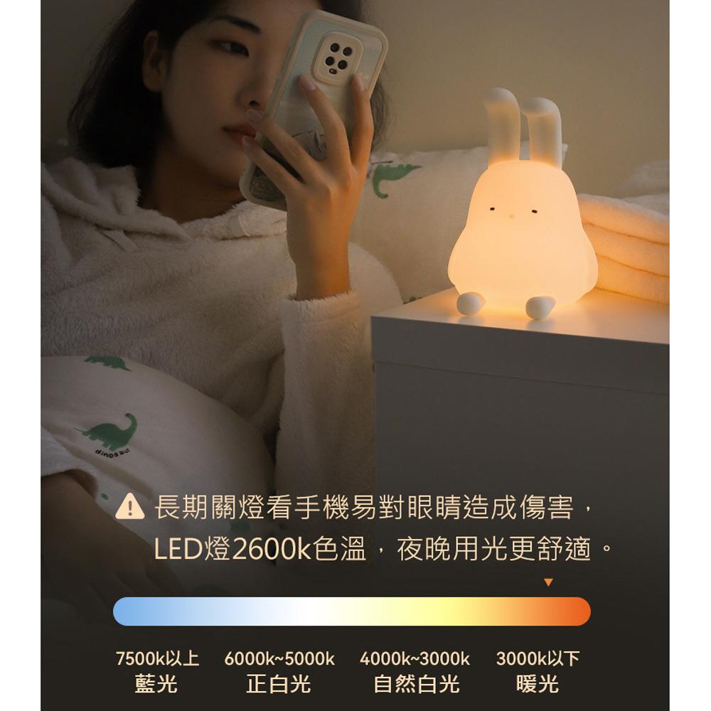 特價 折耳兔伴眠燈 小夜燈 (USB充電) 折耳兔矽膠拍拍燈 折耳兔伴眠燈 矽膠小夜燈 可愛卡通 兔子拍拍燈-細節圖7