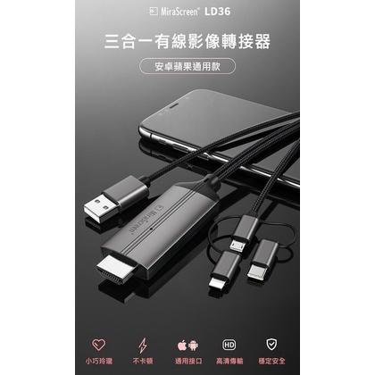 隨插即用 MiraScreen 三合一有線影像轉接器 手機連接電視 (Lightning/Micro/Type-C)-細節圖2