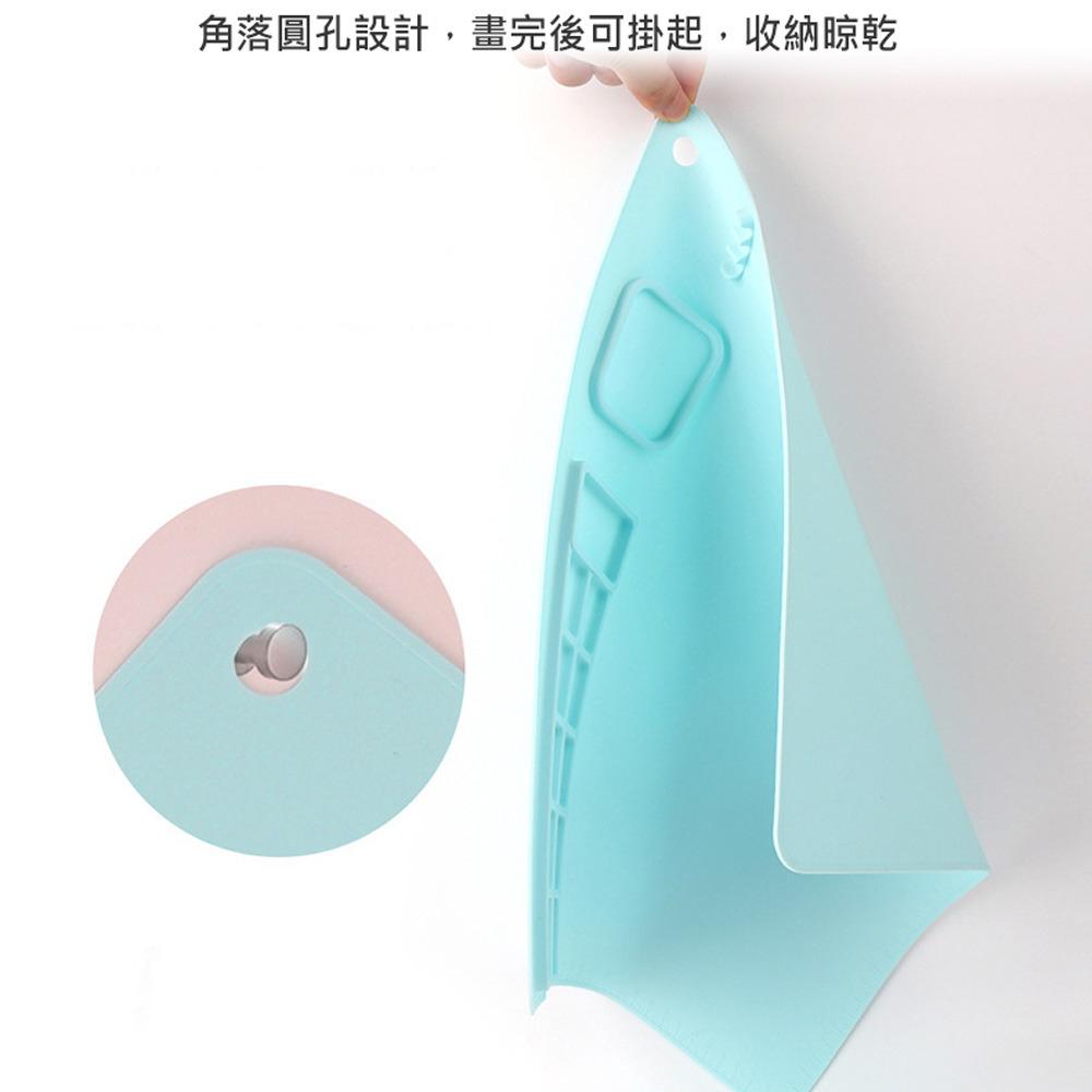 台灣現貨 兒童矽膠畫板 顏料調色盤 水彩繪畫墊 固定杯 塗鴉板/水彩/國畫/油畫專用矽膠墊板-細節圖4