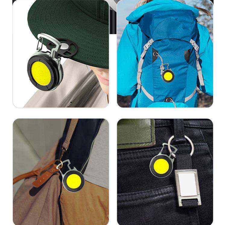 鑰匙扣燈 可夾式COB燈 隨身燈 磁吸迷你燈 便攜手電筒 可掛式露營燈 警示燈 USB充電 (圓形扣燈)-細節圖3