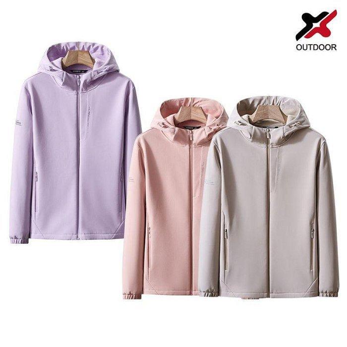 X outdoor 加絨保暖衝峰衣(女) 秋冬外套 休閒外套 防潑水 連帽機能風衣 連帽外套 絨毛外套 登山外套-細節圖9